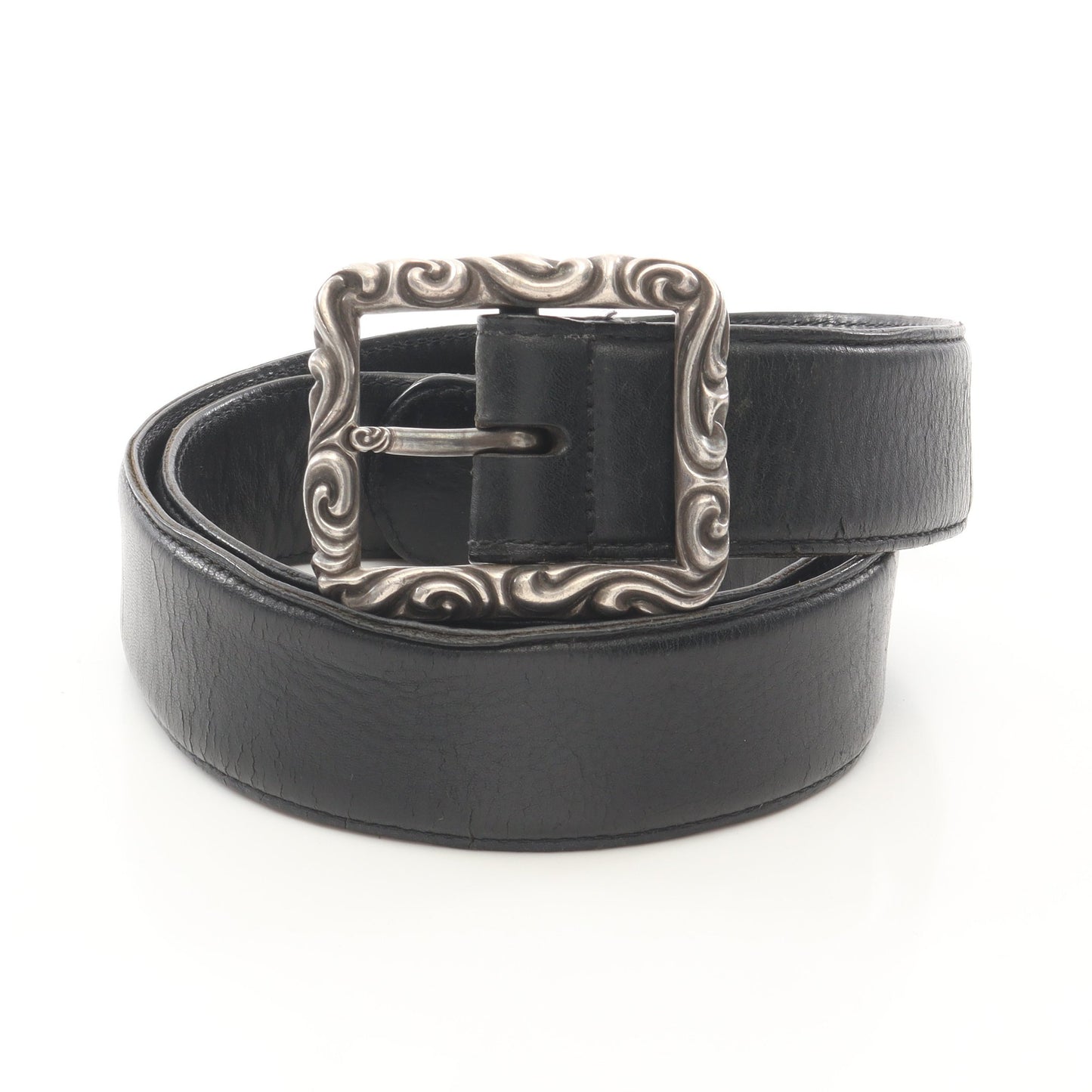 レクタングルスクロール ベルト レザー ブラック シルバー金具 クロムハーツ 財布・小物 Chrome Hearts