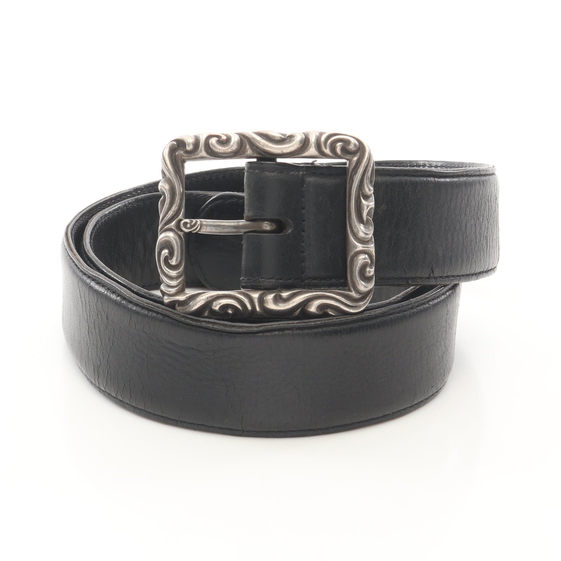レクタングルスクロール ベルト レザー ブラック シルバー金具 クロムハーツ 財布・小物 Chrome Hearts