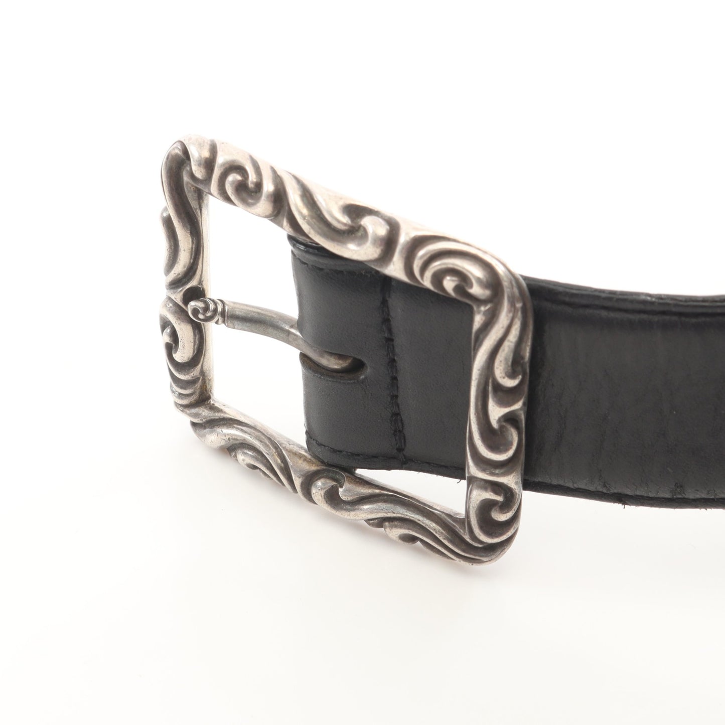 レクタングルスクロール ベルト レザー ブラック シルバー金具 クロムハーツ 財布・小物 Chrome Hearts