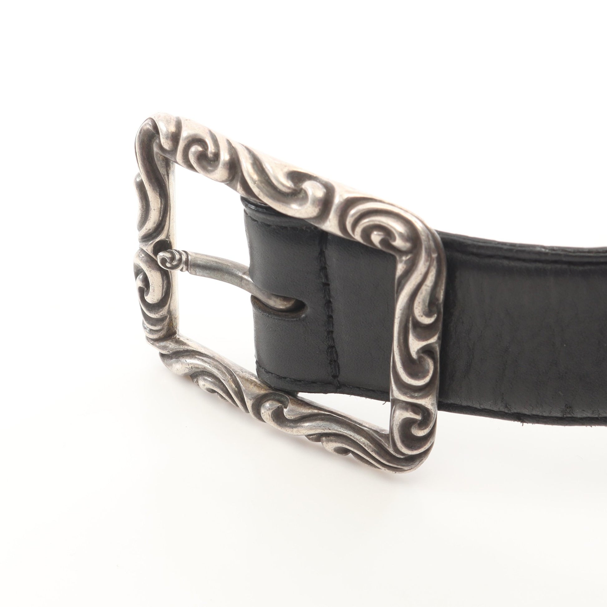 レクタングルスクロール ベルト レザー ブラック シルバー金具 クロムハーツ 財布・小物 Chrome Hearts