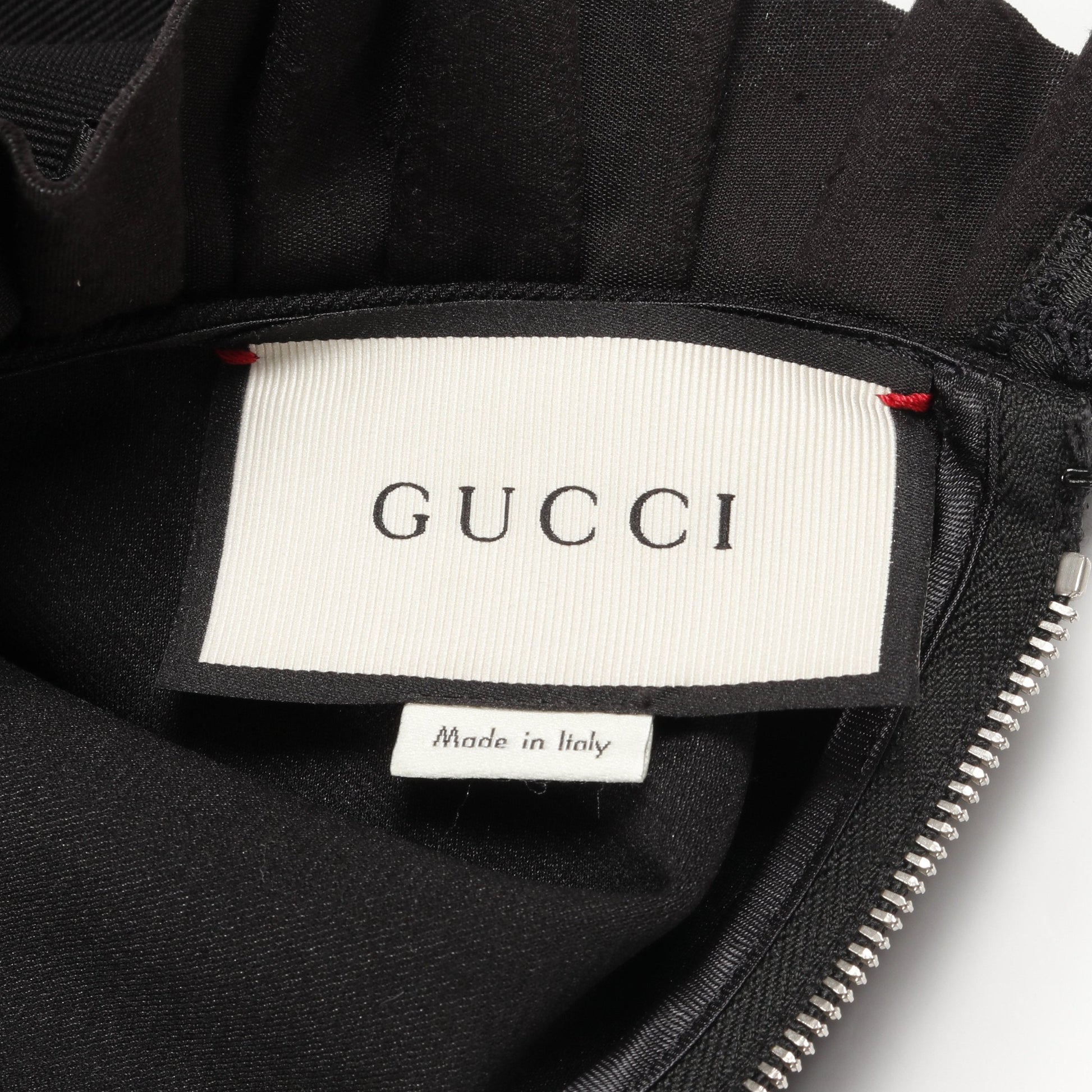 ワンピース ナイロン ブラック フリル リボン グッチ ワンピース GUCCI