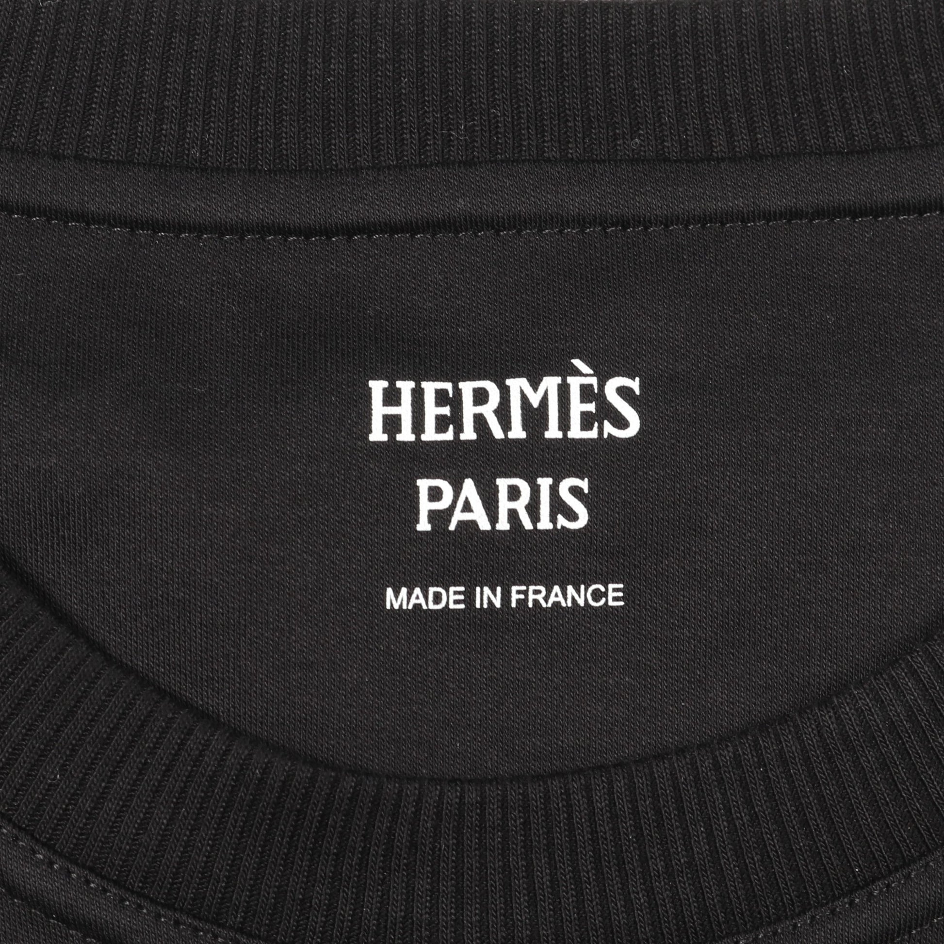 Tシャツ クルーネック 半袖 コットン ブラック レース 透かし エルメス トップス HERMES