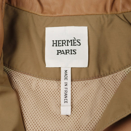 コート レザー ナイロン ライトブラウン カーキグリーン エルメス アウター HERMES