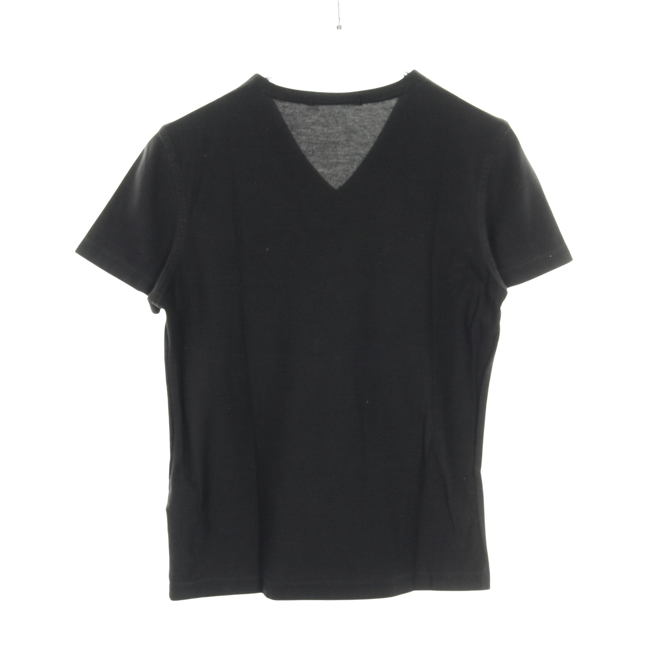 ロゴワッペン Tシャツ Vネック コットン シルク ブラック ダークグレー