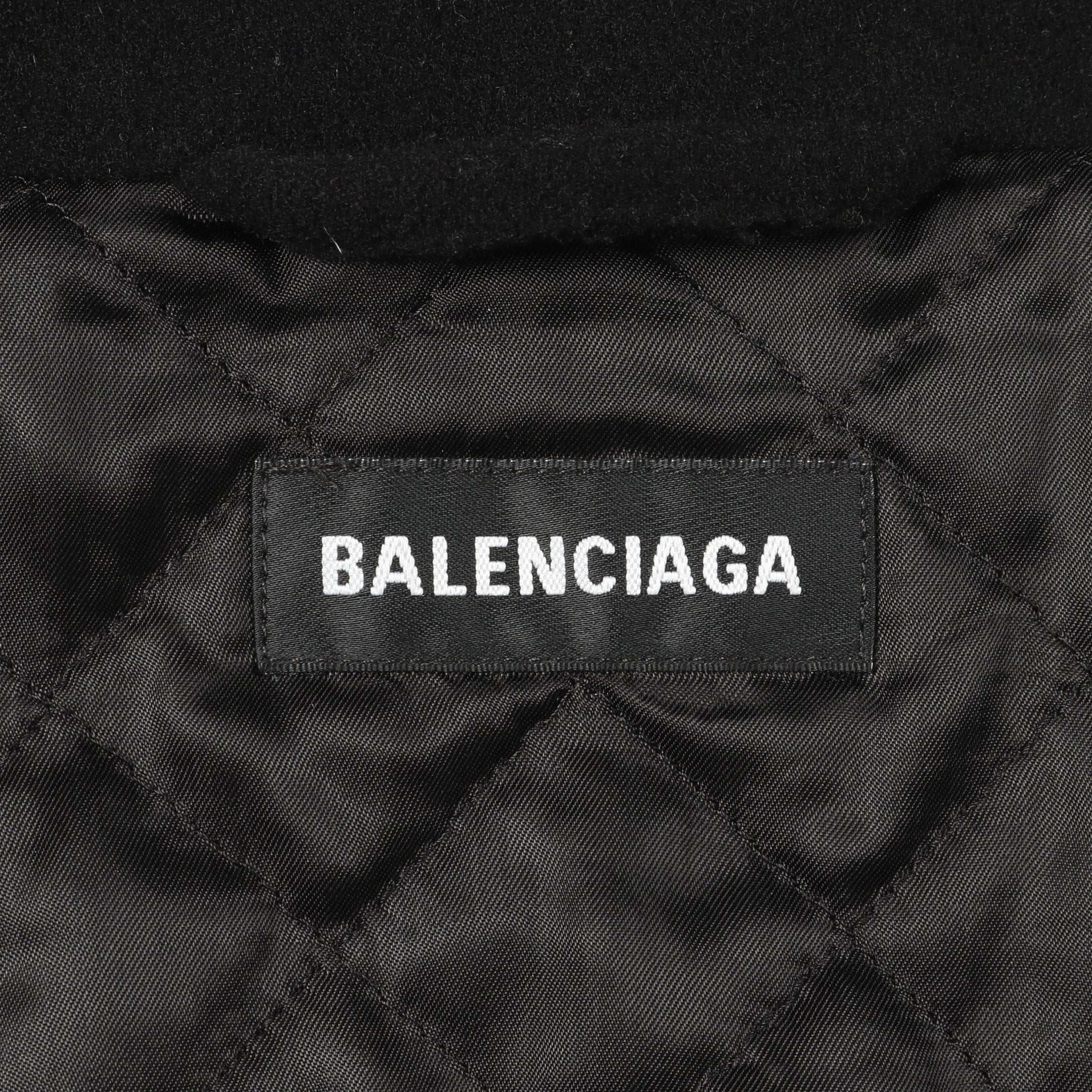 ジップアップ ジャケット ロゴ ウール ブラック 中綿