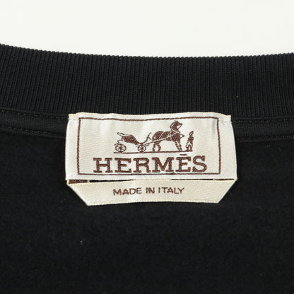 Metallerie au Carre スウェットシャツ クルーネック コットン ネイビー ダークブラウン 裏起毛 エルメス トップス HERMES