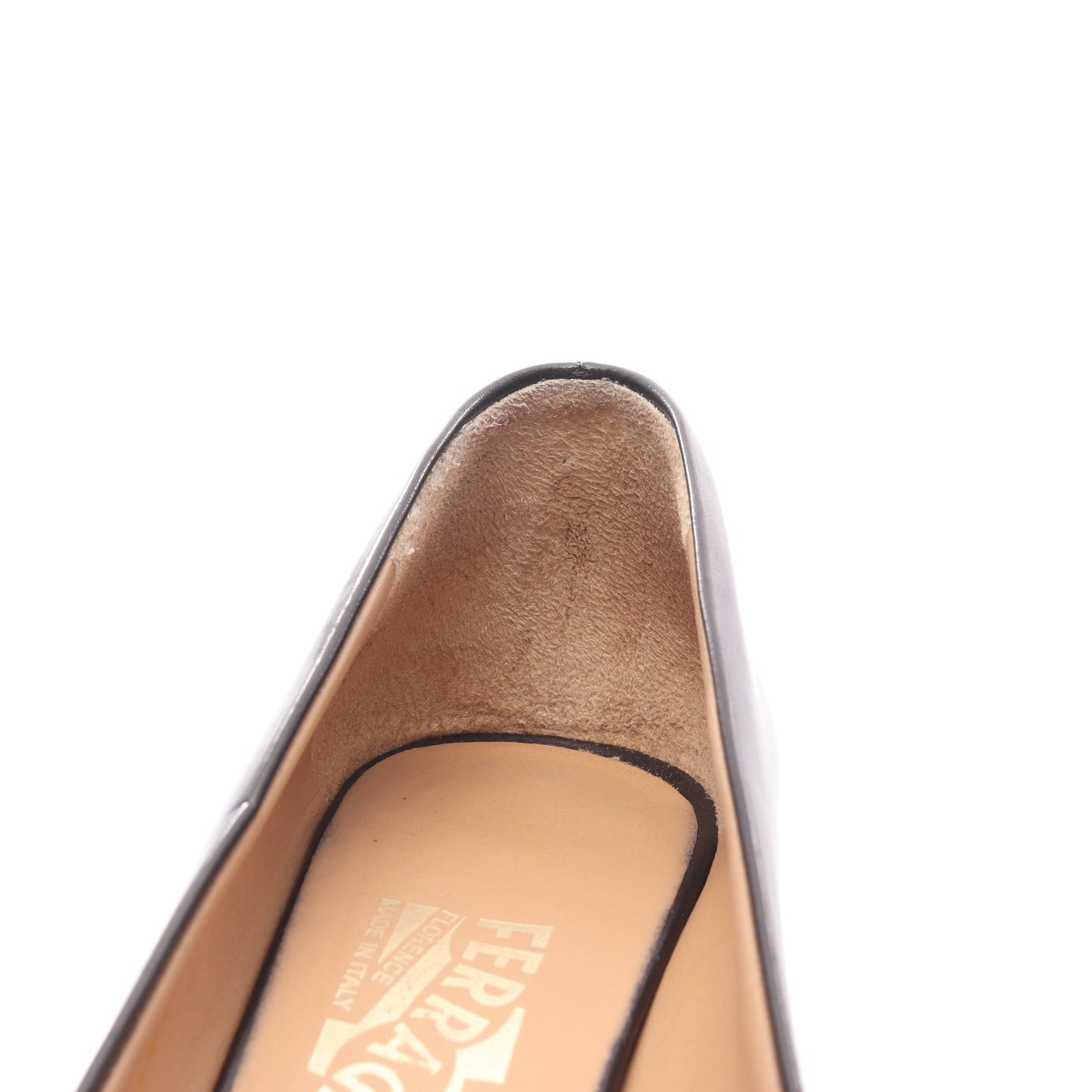 ヴァラリボン オープントゥ パンプス レザー ブラック サルヴァトーレフェラガモ シューズ Salvatore Ferragamo