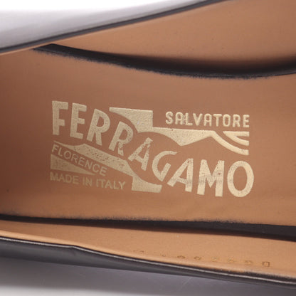 ヴァラリボン オープントゥ パンプス レザー ブラック サルヴァトーレフェラガモ シューズ Salvatore Ferragamo