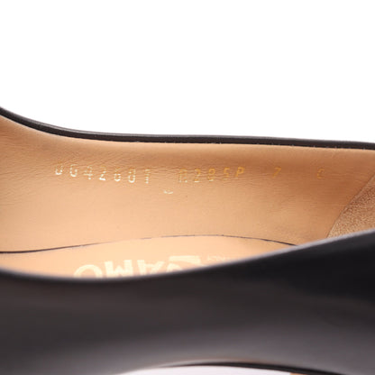 ヴァラリボン オープントゥ パンプス レザー ブラック サルヴァトーレフェラガモ シューズ Salvatore Ferragamo