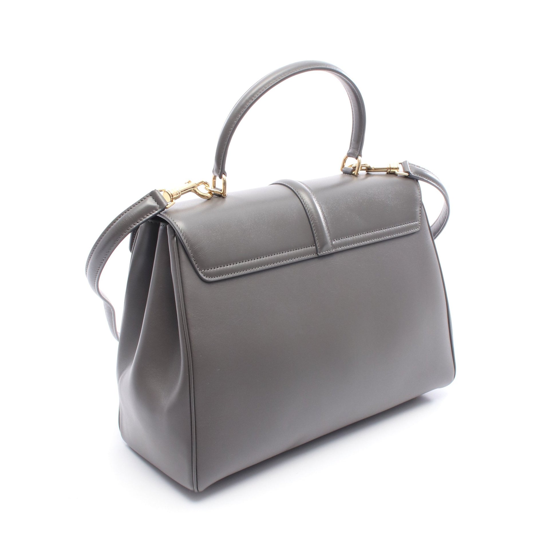 16 セーズ ミディアム ハンドバッグ レザー グレー 2WAY セリーヌ バッグ CELINE