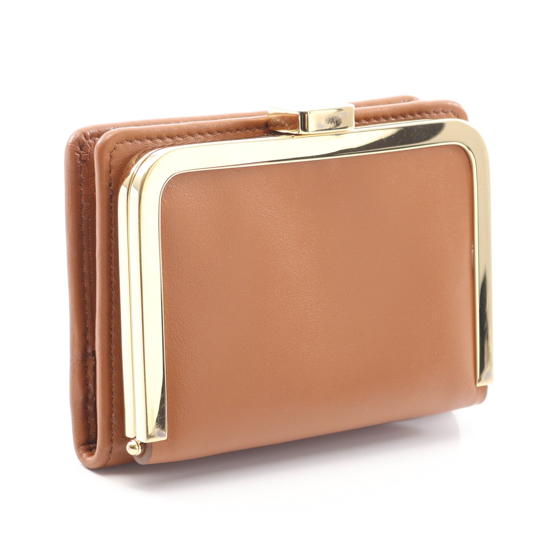 SOFTY METAL 二つ折り財布 レザー ブラウン がま口 ミュウミュウ – RECLO 