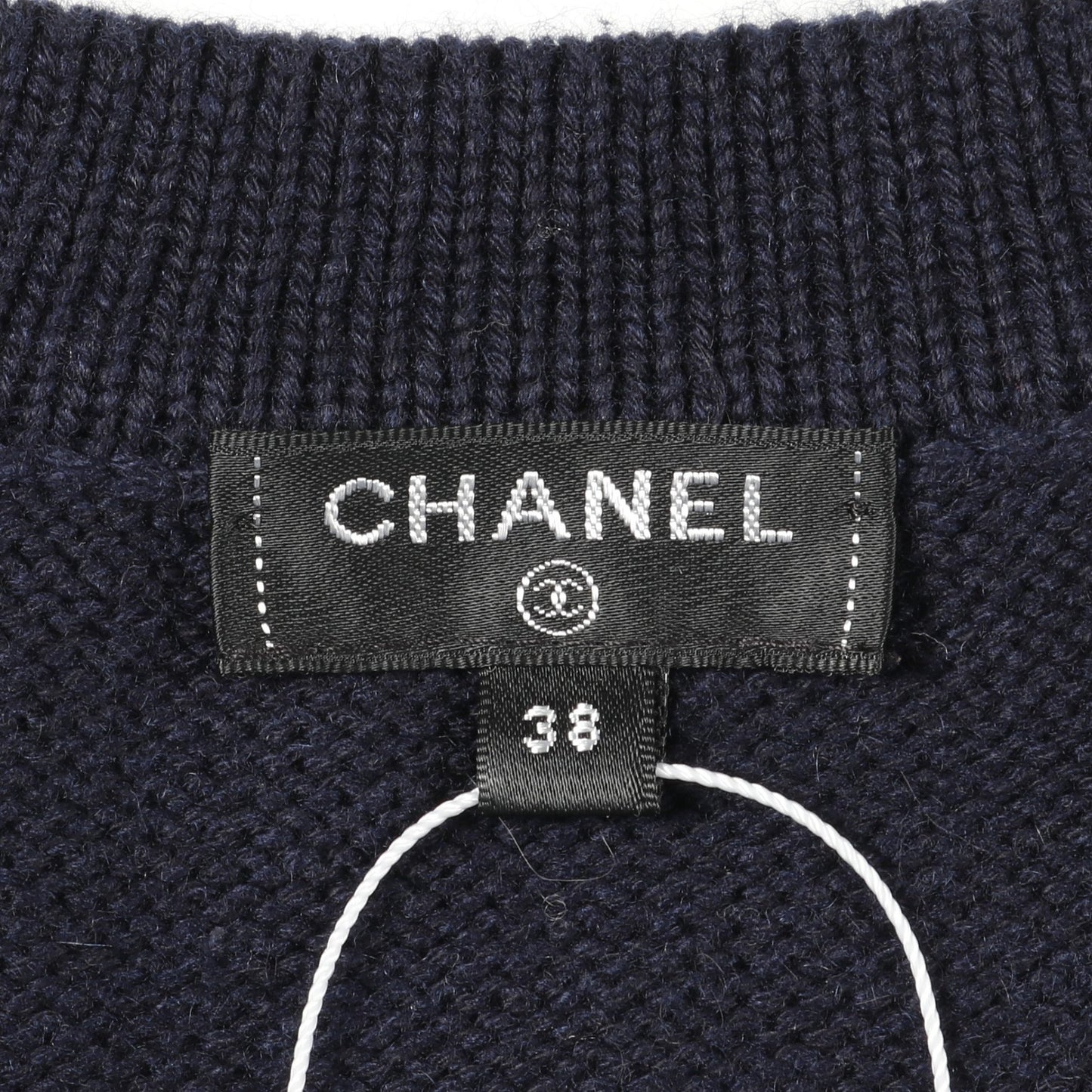 ココマーク クロップド ニット カーディガン クローバー カシミヤ コットン ネイビー ホワイト シャネル トップス CHANEL