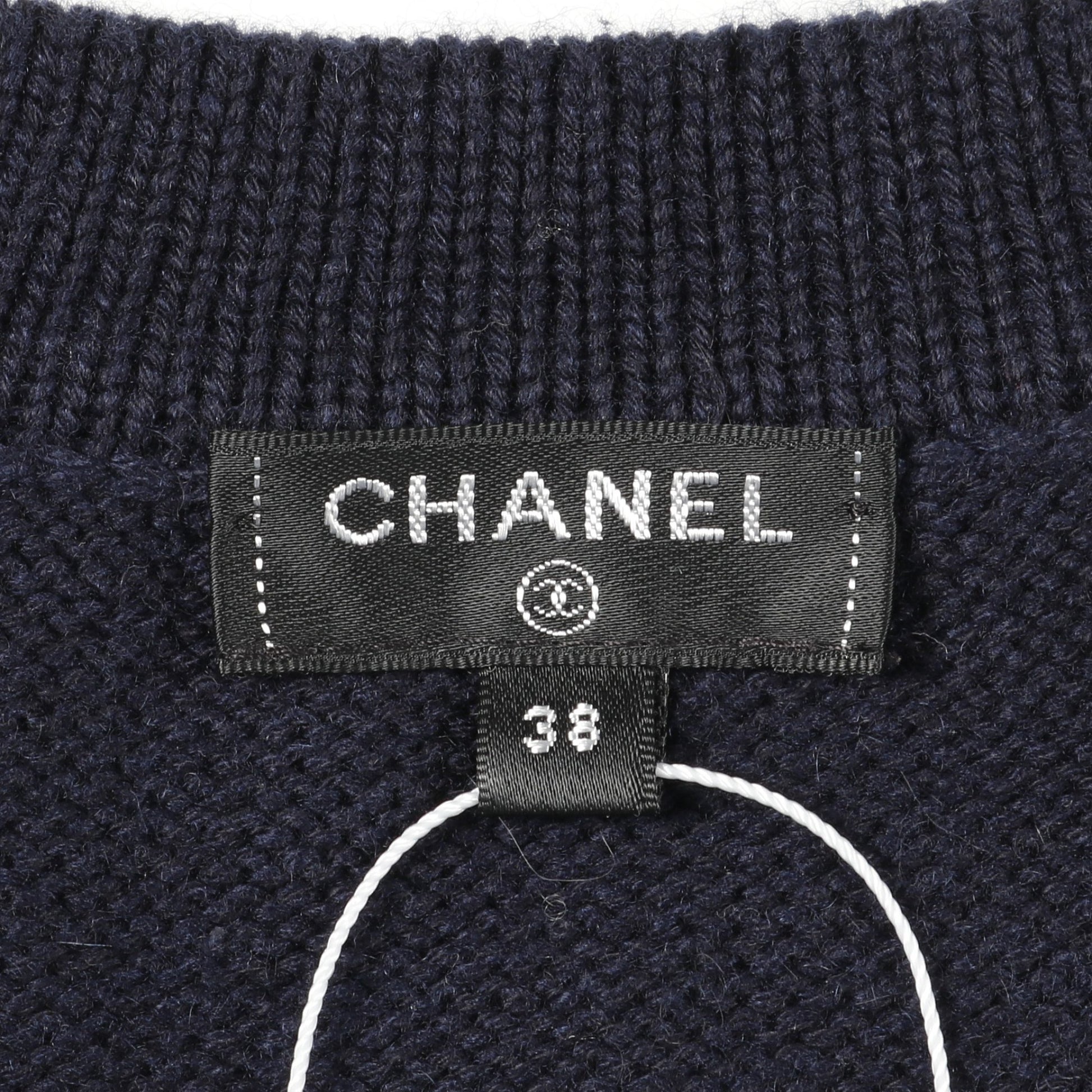 ココマーク クロップド ニット カーディガン クローバー カシミヤ コットン ネイビー ホワイト シャネル トップス CHANEL