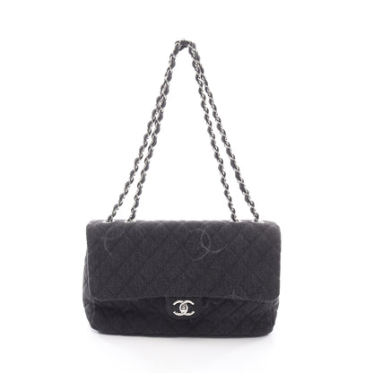マトラッセ Wチェーンショルダーバッグ デニム ダークグレー シルバー金具 シャネル バッグ CHANEL