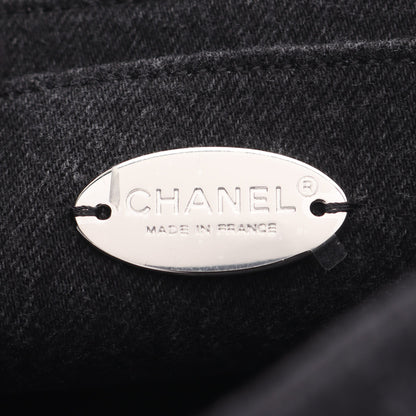 マトラッセ Wチェーンショルダーバッグ デニム ダークグレー シルバー金具 シャネル バッグ CHANEL