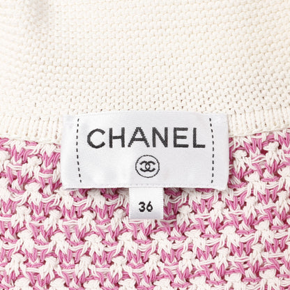 ライオンボタン ニットジャケット カーディガン コットン ピンクパープル オフホワイト シャネル トップス CHANEL