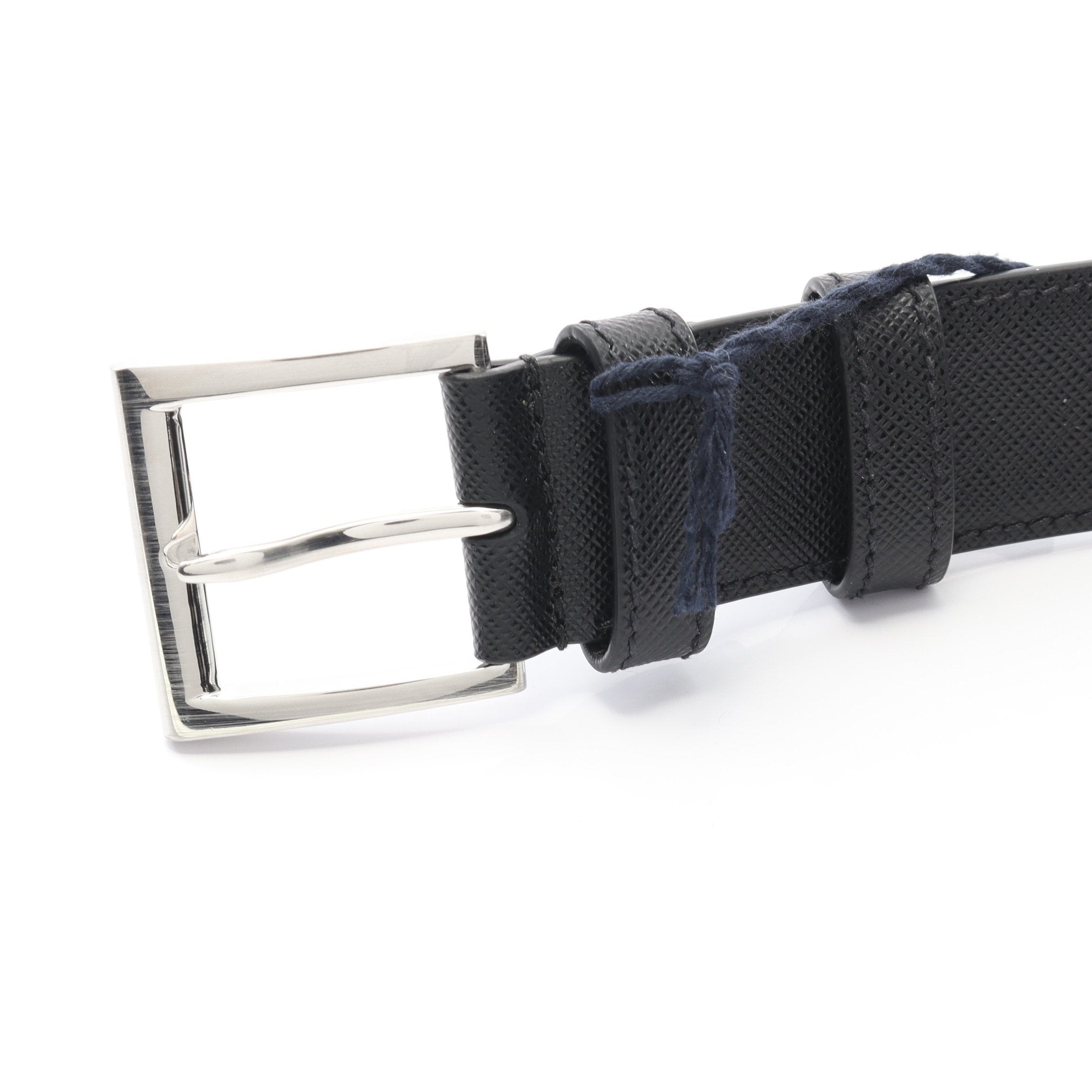 トライアングルロゴ ベルト サフィアーノレザー ブラック プラダ