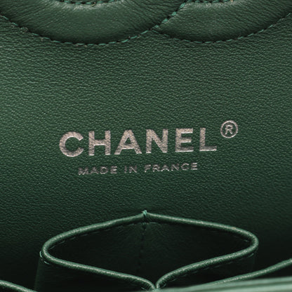 マトラッセ Wフラップ Wチェーンショルダーバッグ ラムスキン グリーン シルバー金具 シャネル バッグ CHANEL
