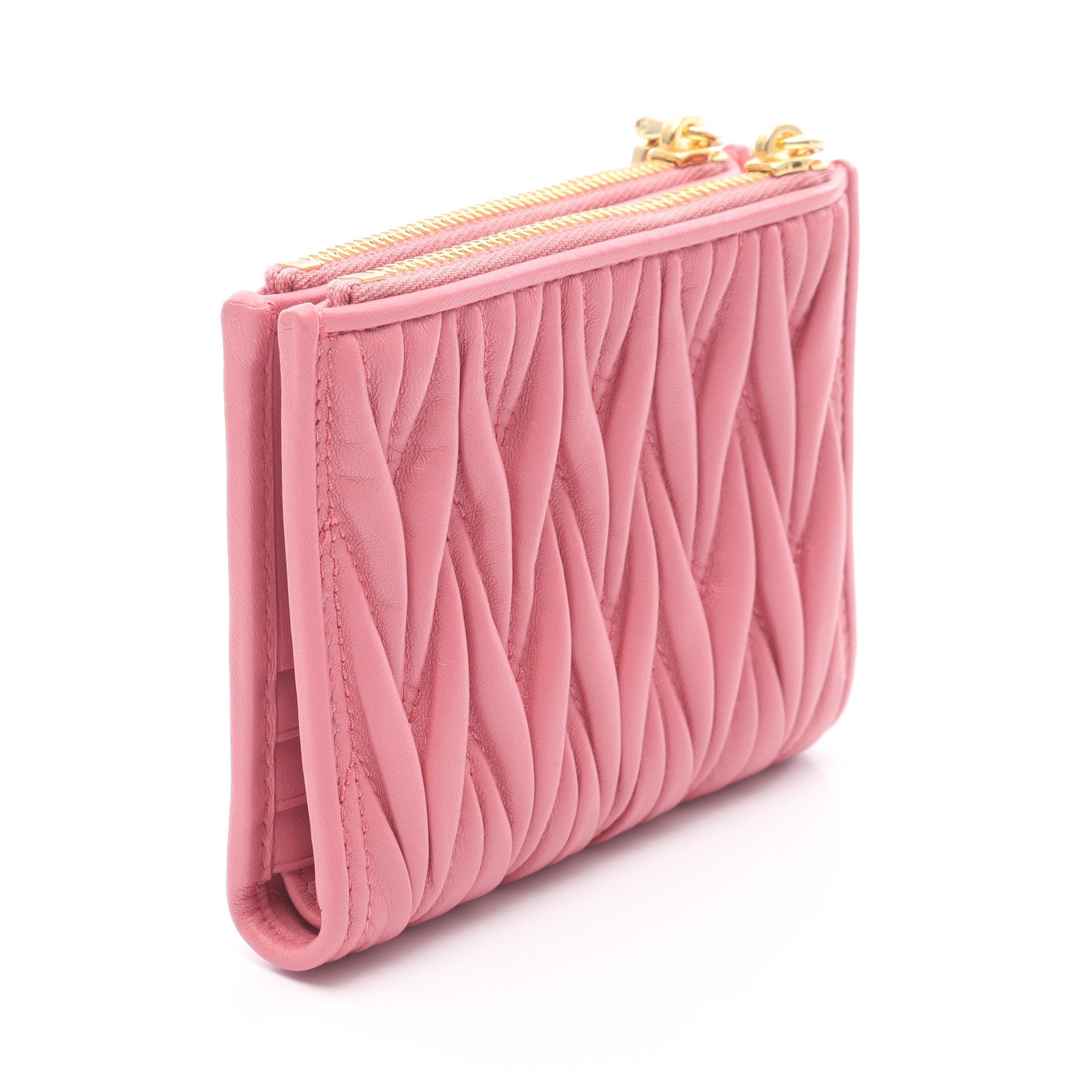 MATELASSE'MIU マテラッセ 二つ折り財布 レザー ピンク ミュウミュウ