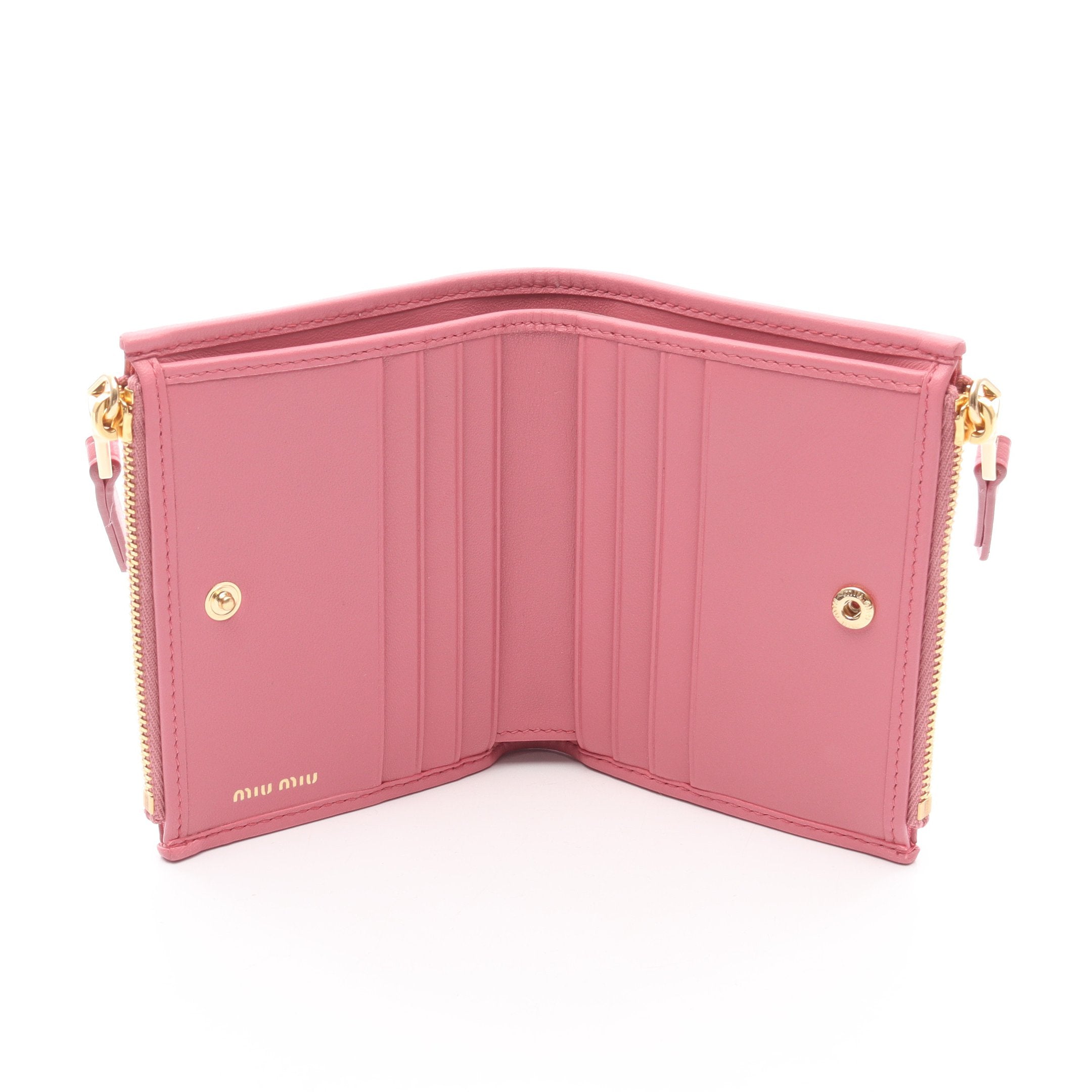 MATELASSE'MIU マテラッセ 二つ折り財布 レザー ピンク ミュウ