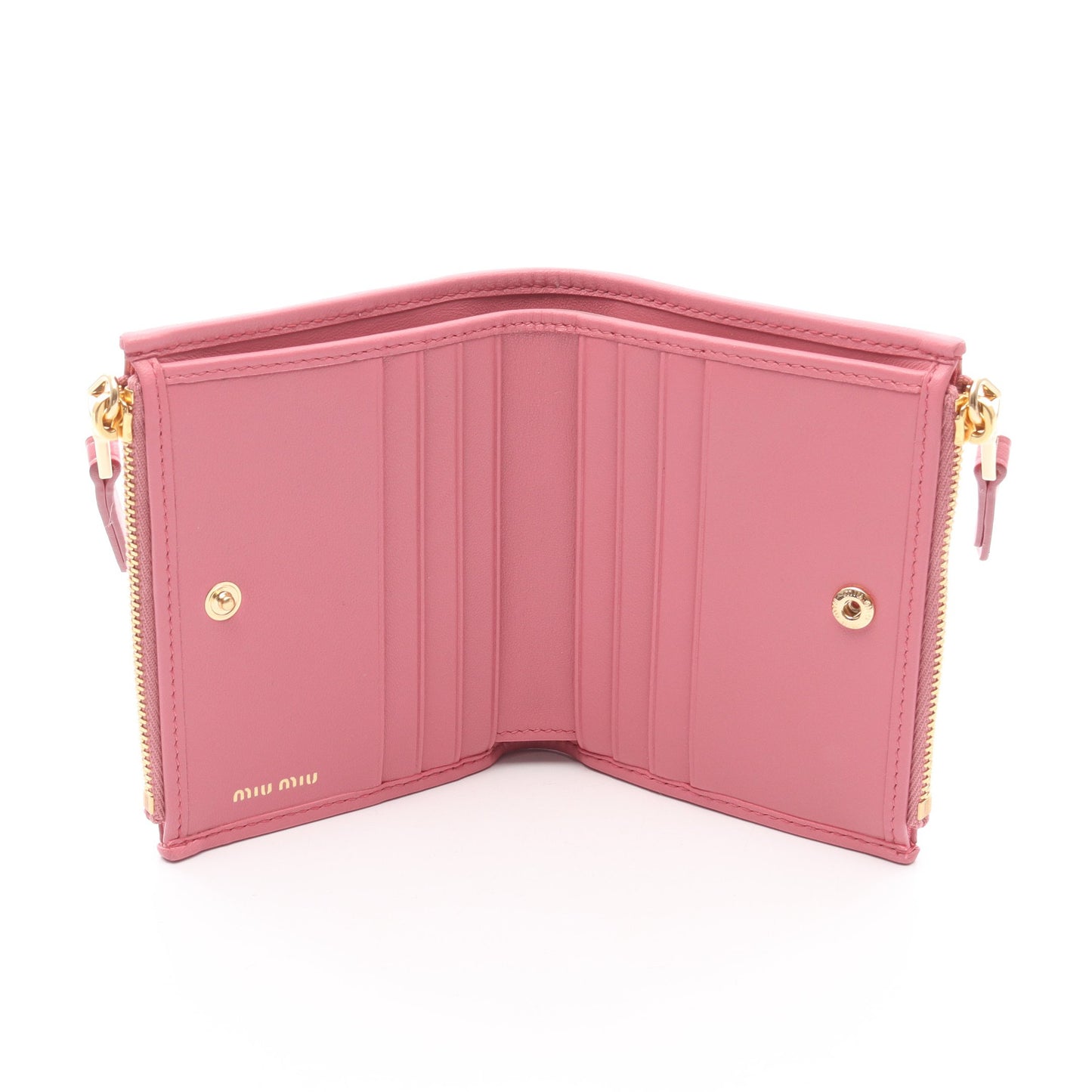 MATELASSE'MIU マテラッセ 二つ折り財布 レザー ピンク ミュウミュウ 財布・小物 miu miu