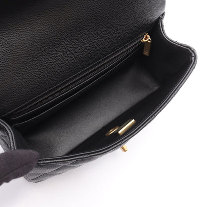 マトラッセ トップハンドル チェーンショルダーバッグ キャビアスキン ブラック ゴールド金具 2WAY シャネル バッグ CHANEL