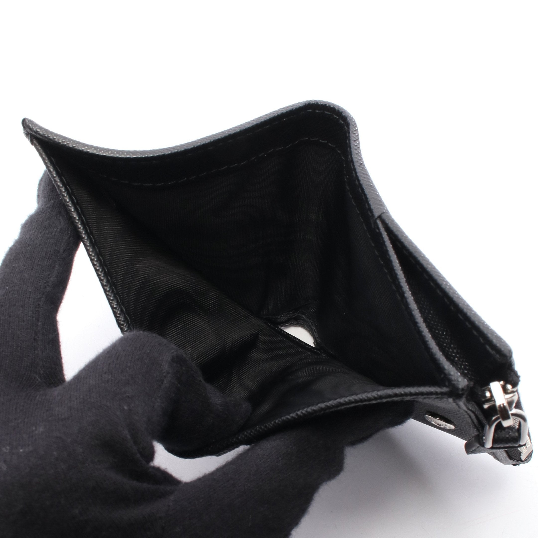 二つ折り財布 ナイロン レザー ブラック プラダ – RECLO