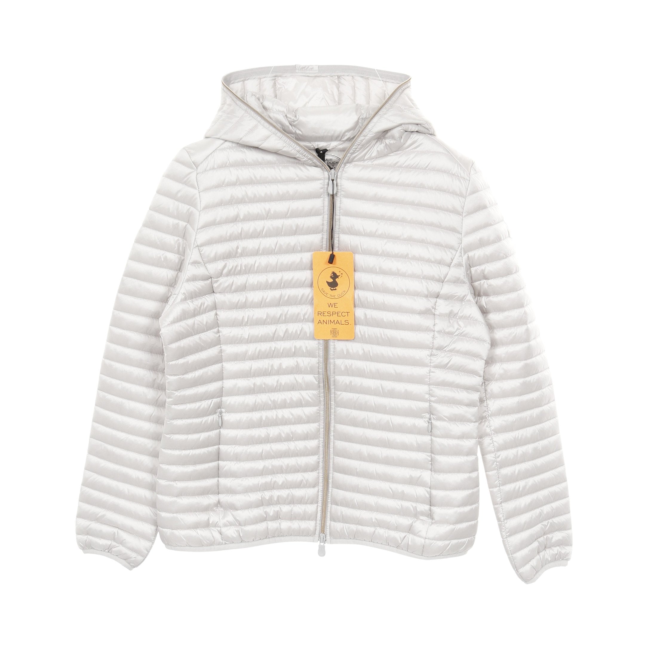 ダウンジャケット ナイロン ライトグレー フード付き セーブザダック