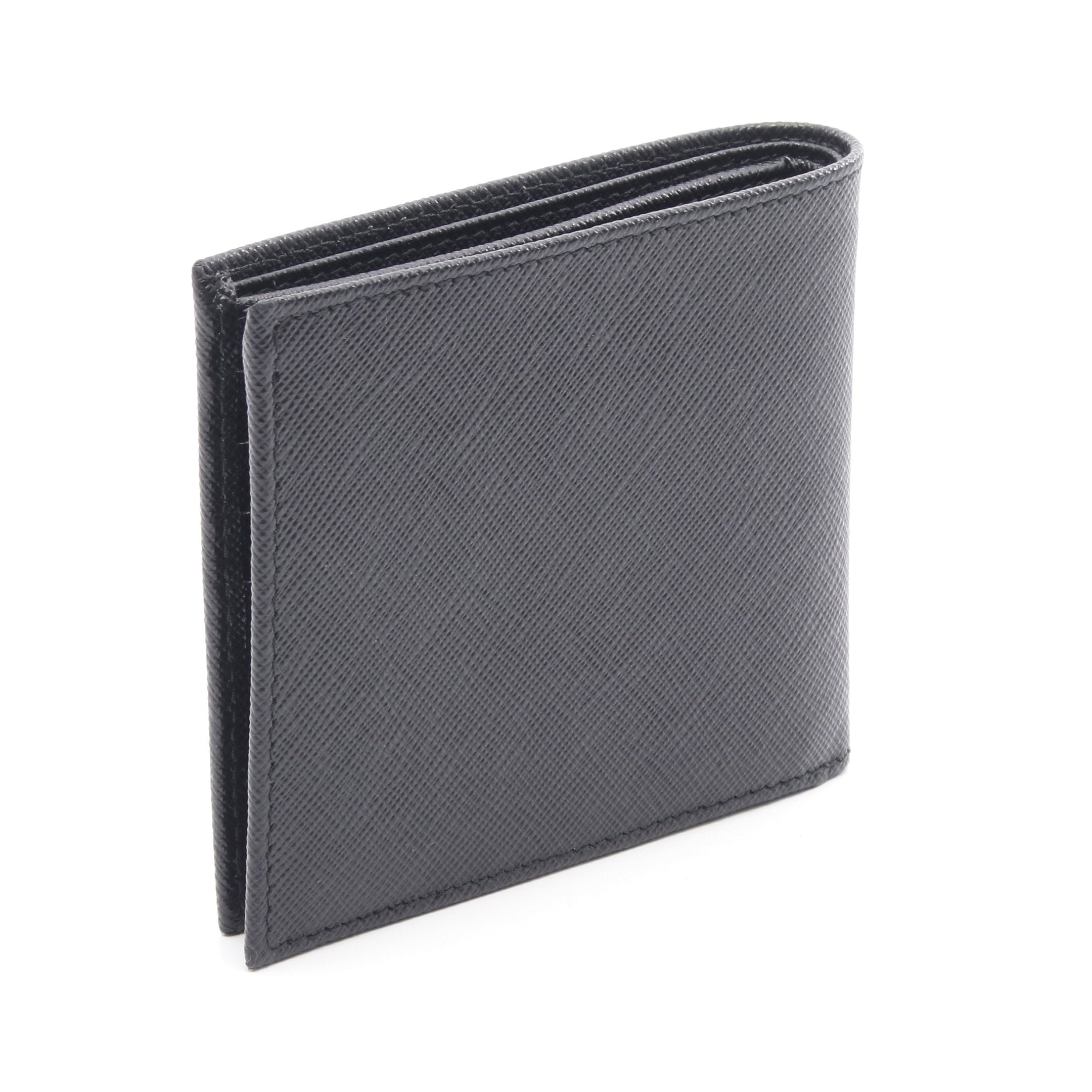 PRADA ブラック 二つ折り財布 サフィアーノレザー プラダ 財布 二つ折り フラップ サフィアーノ メタル ブラック