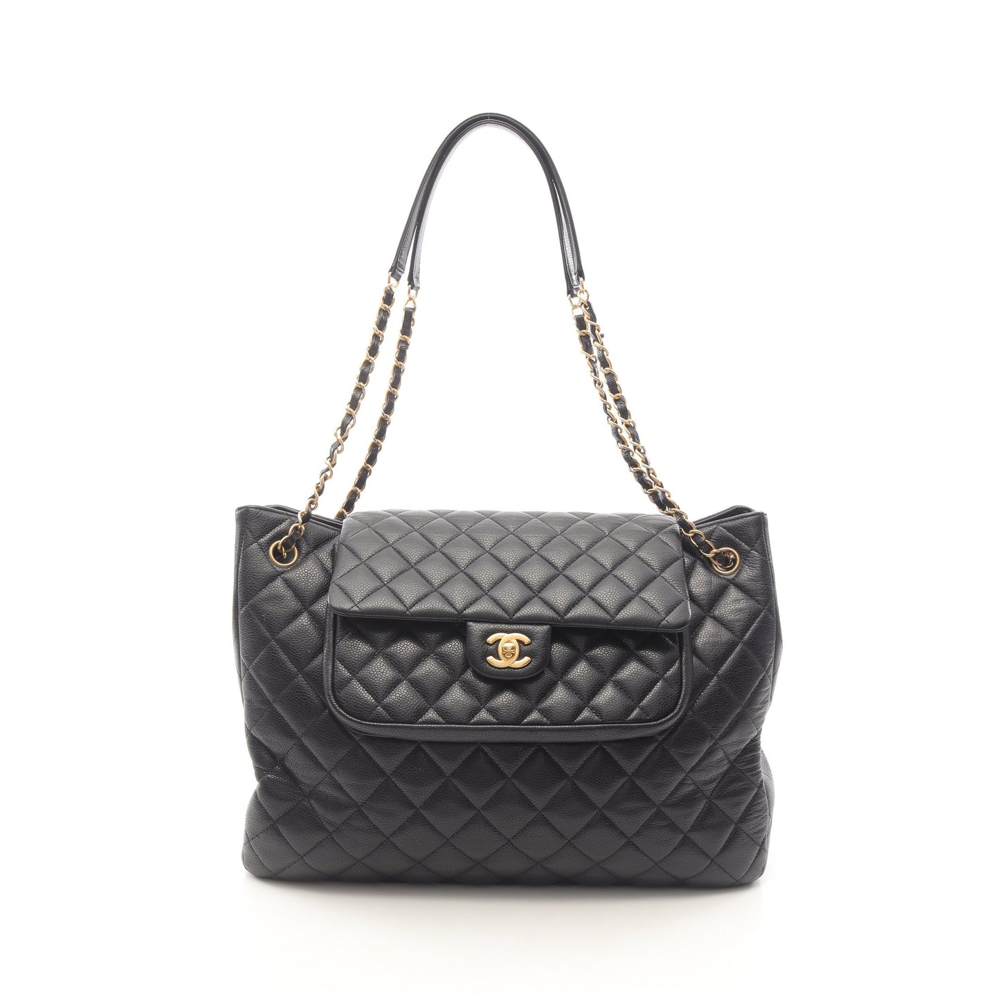 マトラッセ チェーンショルダーバッグ チェーントートバッグ キャビアスキン ブラック ゴールド金具 シャネル バッグ CHANEL