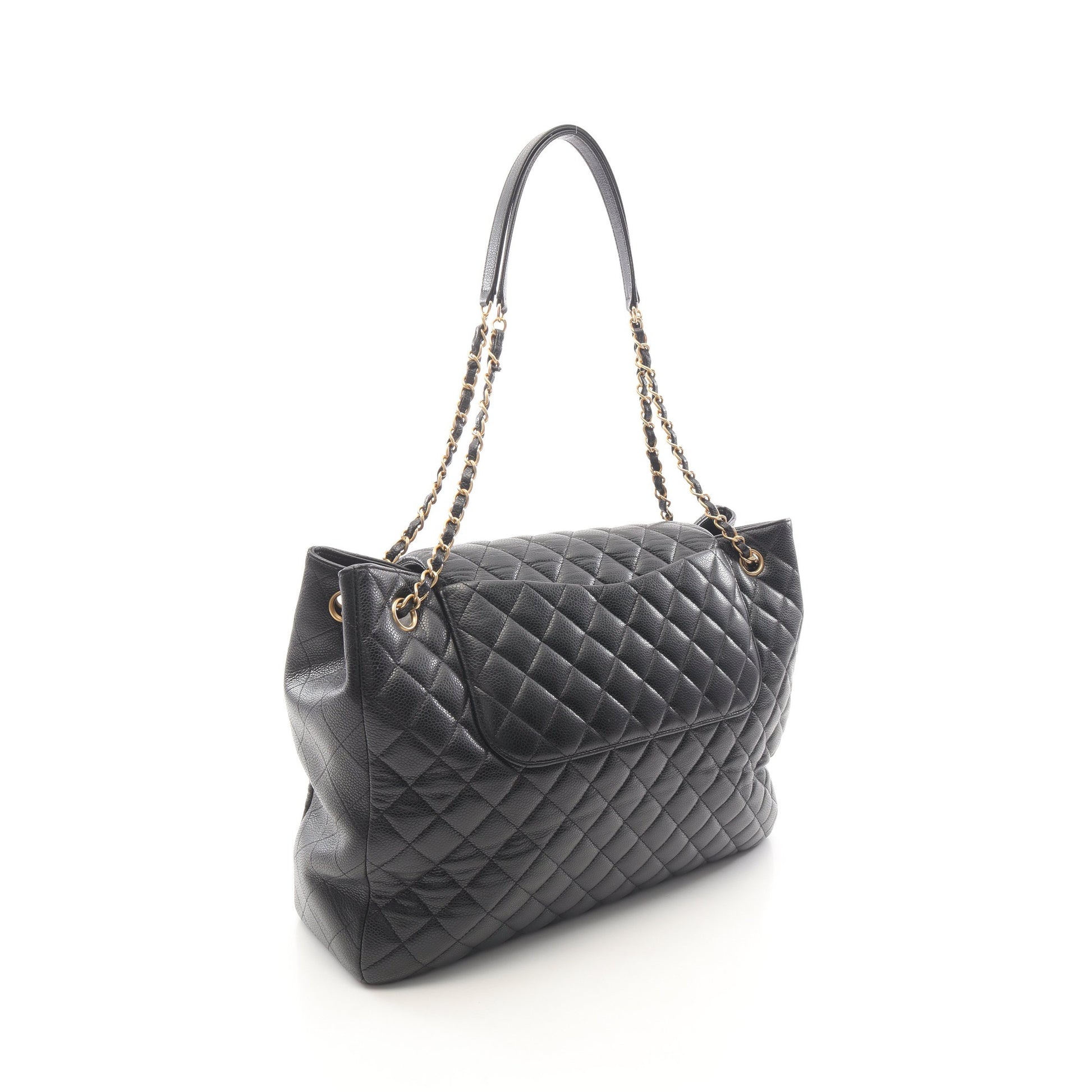 マトラッセ チェーンショルダーバッグ チェーントートバッグ キャビアスキン ブラック ゴールド金具 シャネル バッグ CHANEL