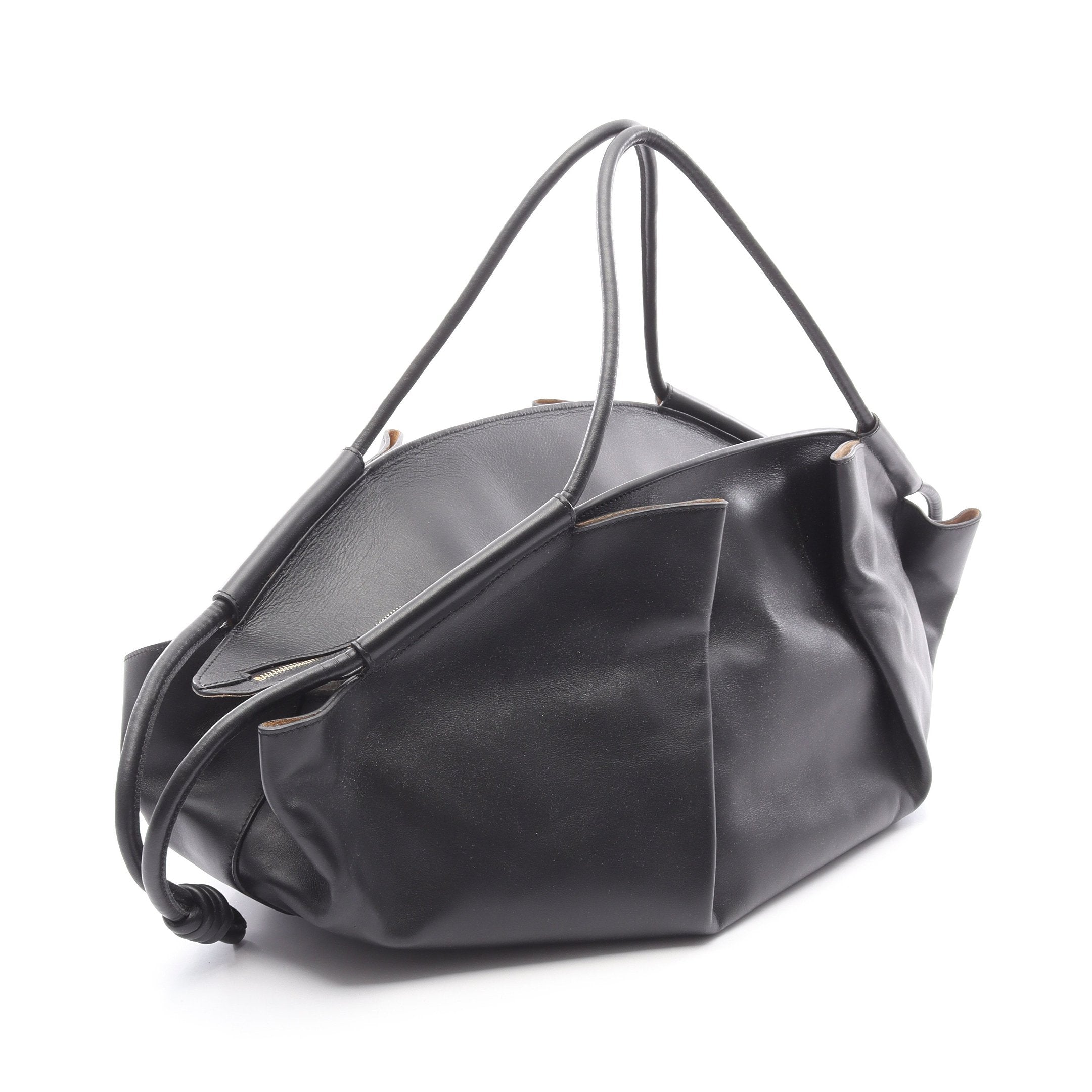 B★最終価格【希少品】LOEWE★ロエベ　本革　ハンドバッグ　ブラック LOEWE（ロエベ） 極 美品 希少品 ヘリテージ ロゴ エンボス レザー 本