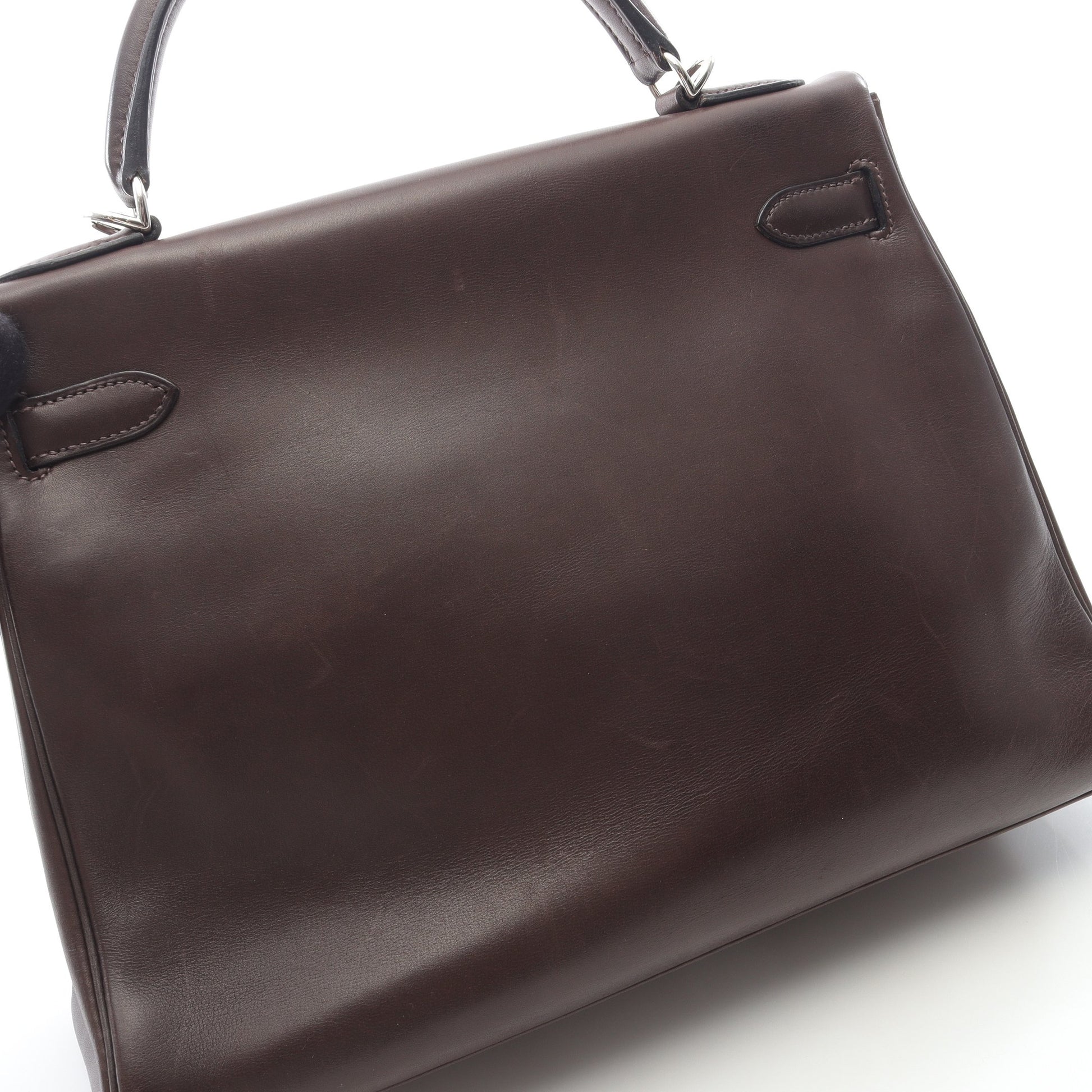 ケリー32 エベンヌ ハンドバッグ ヴォーバレニア ダークブラウン シルバー金具 2WAY 内縫い □H刻印 エルメス バッグ HERMES