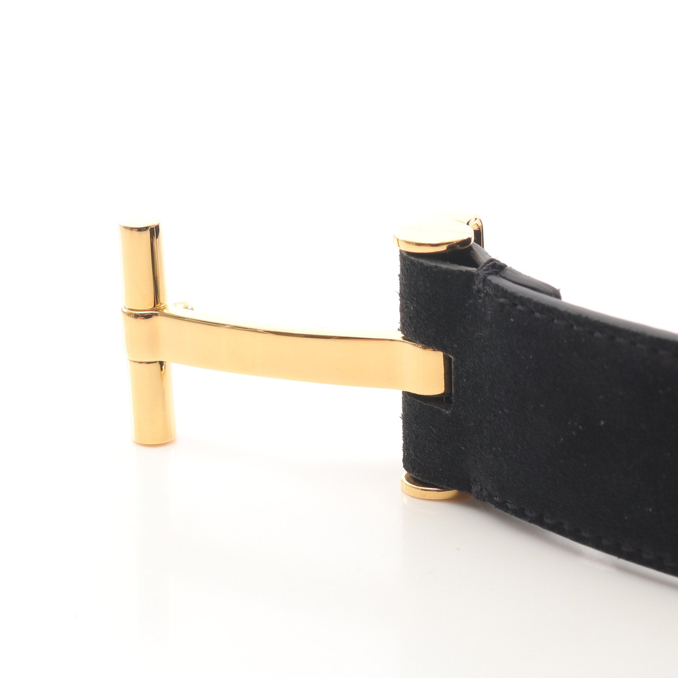 Tロゴ ベルト スエード レザー ブラック ゴールド金具 トムフォード