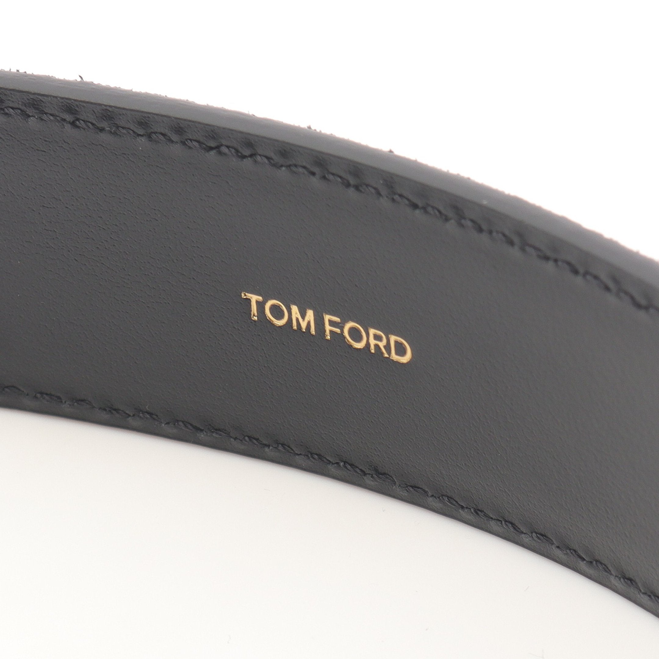TOM FORD トムフォード  ダブルピンベルト ベルト - レザー   ブラック ゴールド金具   70/28【本物保証】 TOM FORD - TOM FORD トムフォード ダブルピンベルト ベルト - レザー
