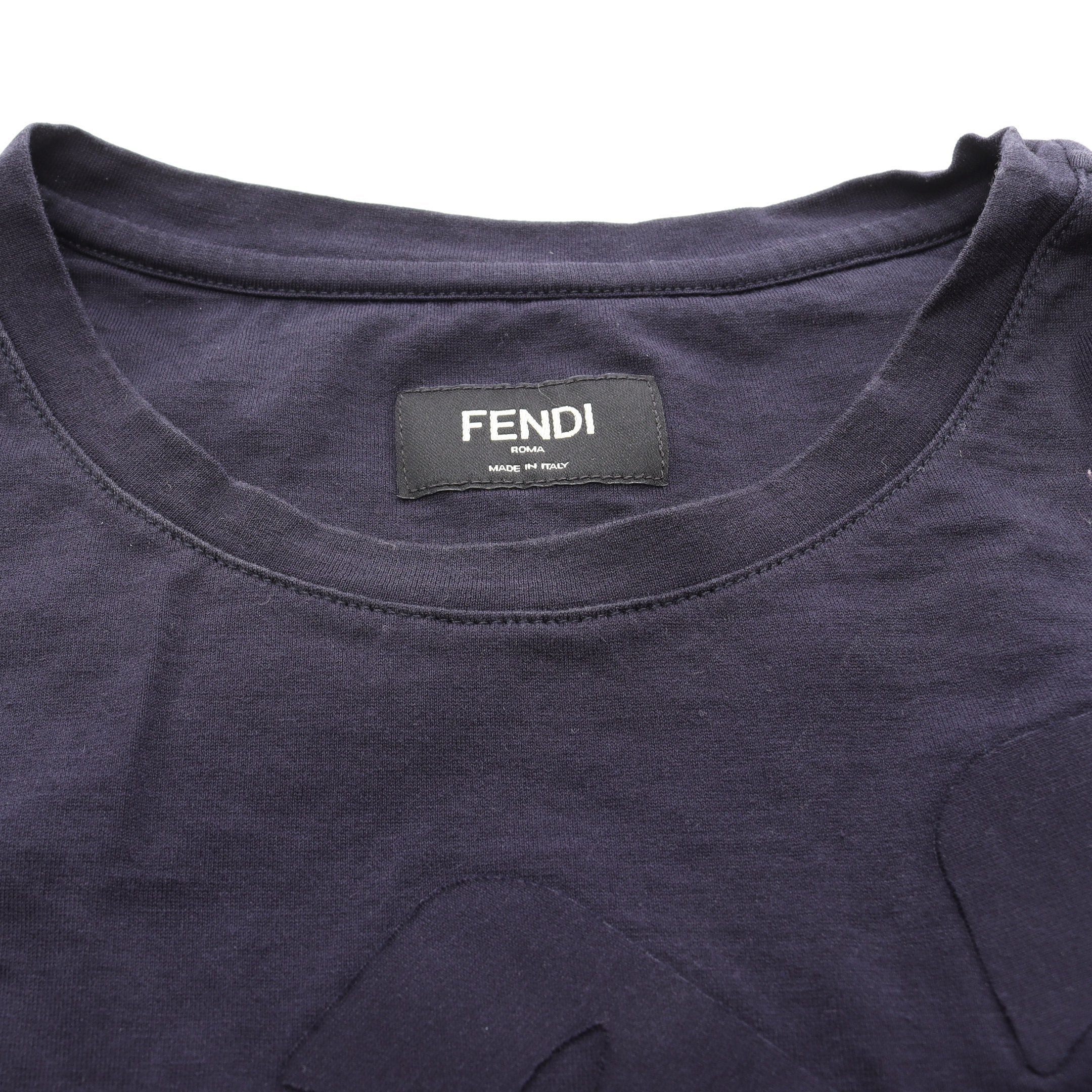 モンスター Tシャツ クルーネック 半袖 コットン ネイビー フェンディ