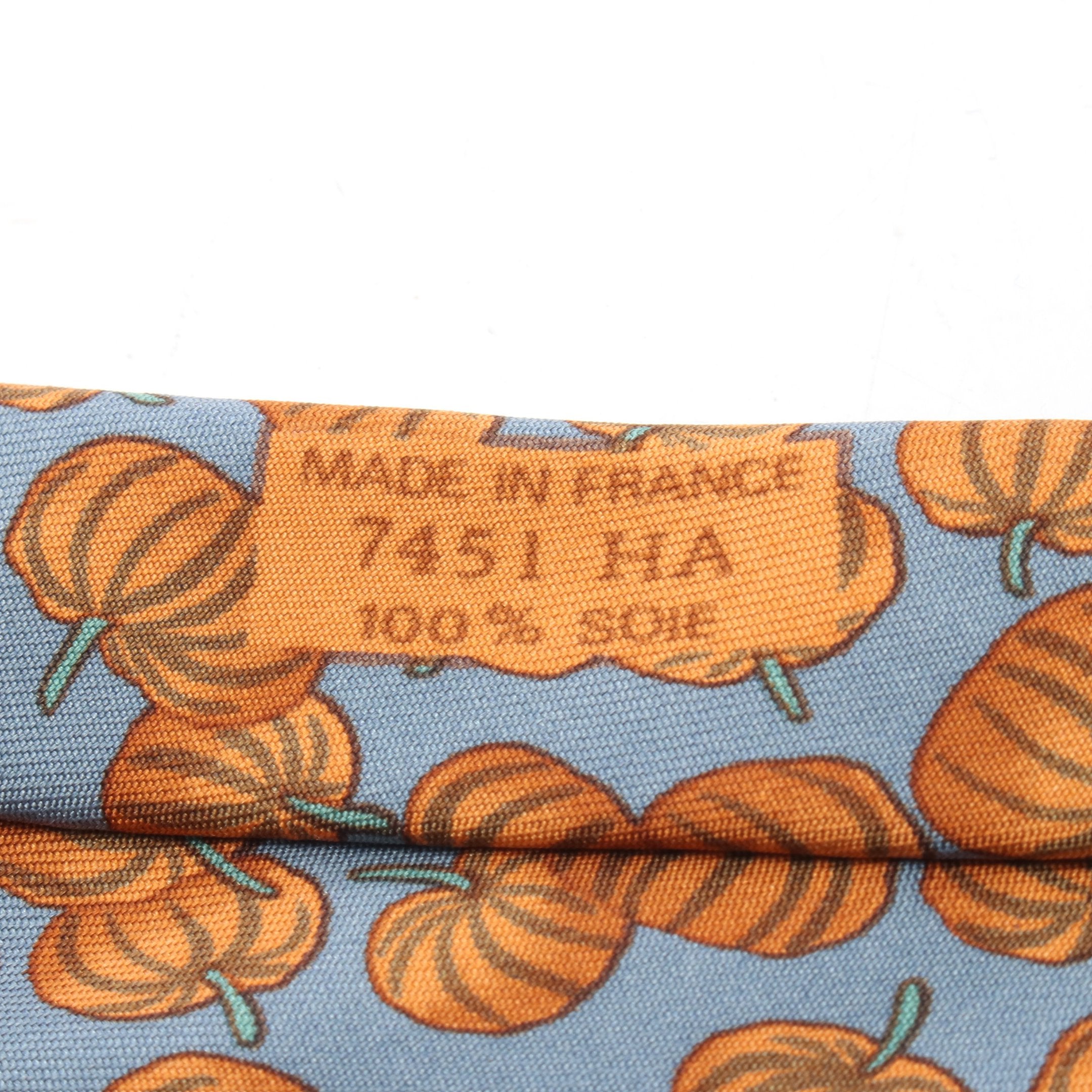 ネクタイ かぼちゃ シルク ブルーグリーン オレンジブラウン エルメス