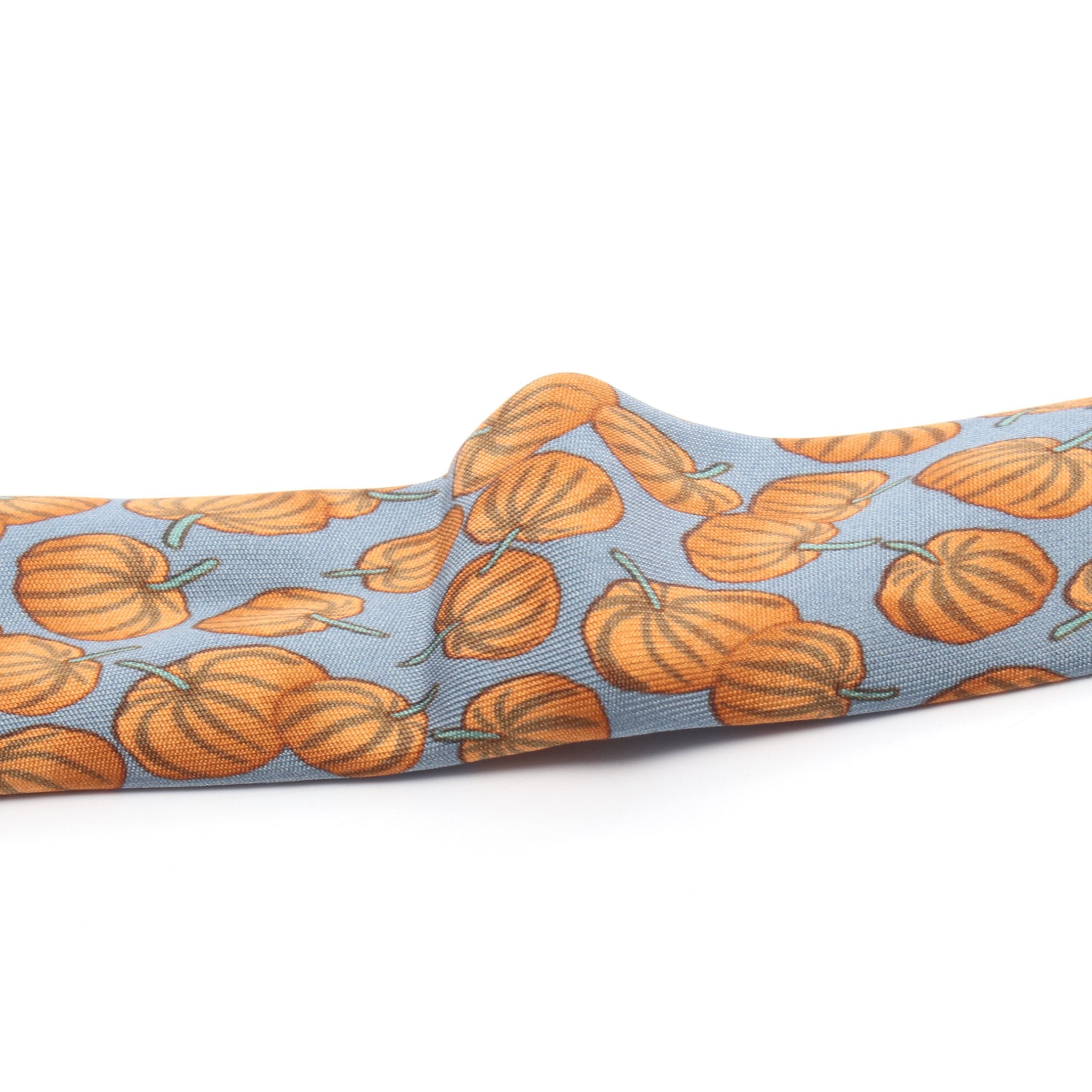 ネクタイ かぼちゃ シルク ブルーグリーン オレンジブラウン エルメス