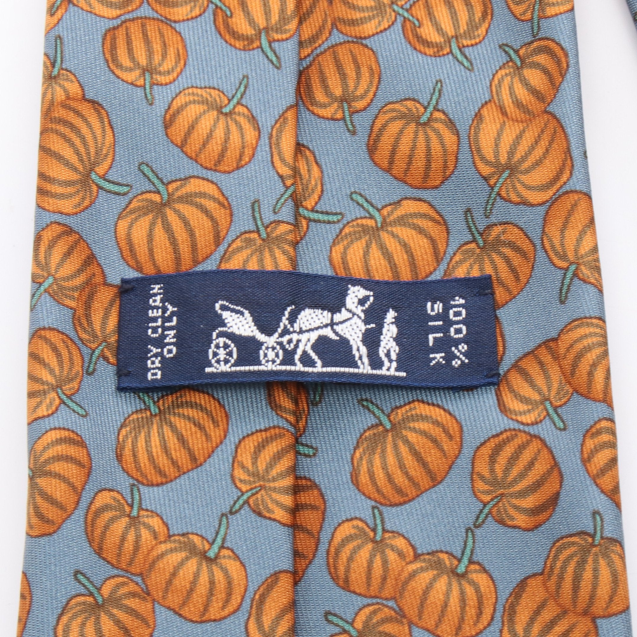 ネクタイ かぼちゃ シルク ブルーグリーン オレンジブラウン エルメス