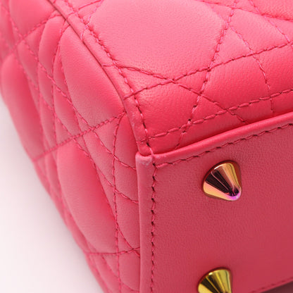 レディディオール スモール カナージュ ハンドバッグ レザー ピンクパープル 2WAY クリスチャンディオール バッグ Christian Dior