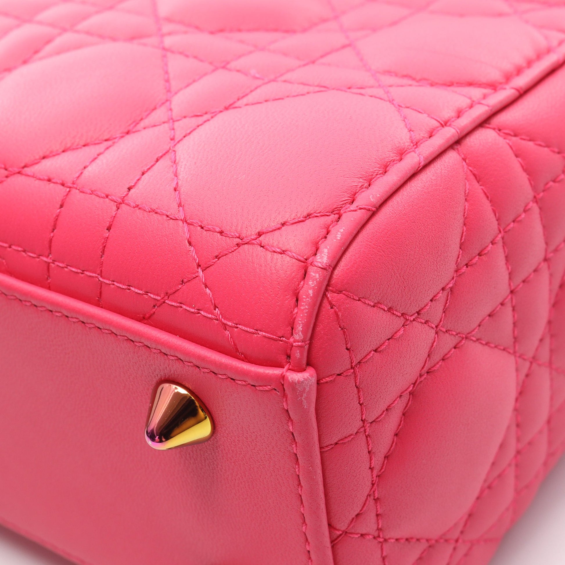 レディディオール スモール カナージュ ハンドバッグ レザー ピンクパープル 2WAY クリスチャンディオール バッグ Christian Dior