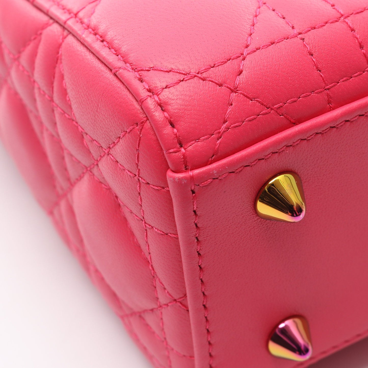 レディディオール スモール カナージュ ハンドバッグ レザー ピンクパープル 2WAY クリスチャンディオール バッグ Christian Dior
