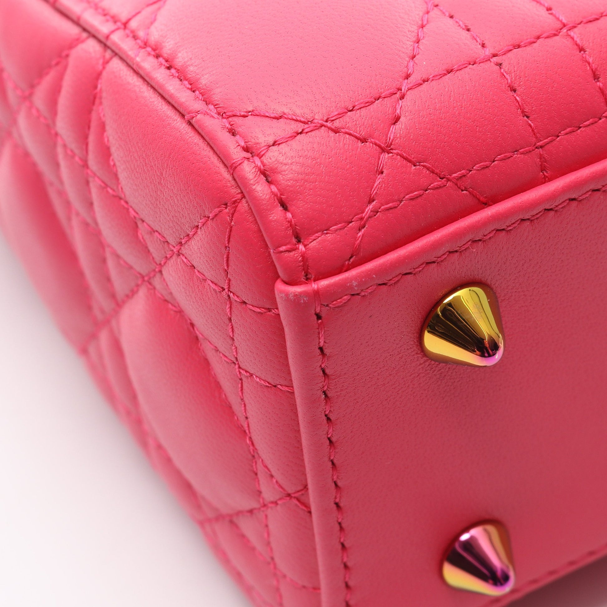 レディディオール スモール カナージュ ハンドバッグ レザー ピンクパープル 2WAY クリスチャンディオール バッグ Christian Dior