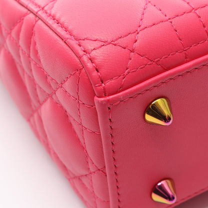 レディディオール スモール カナージュ ハンドバッグ レザー ピンクパープル 2WAY クリスチャンディオール バッグ Christian Dior