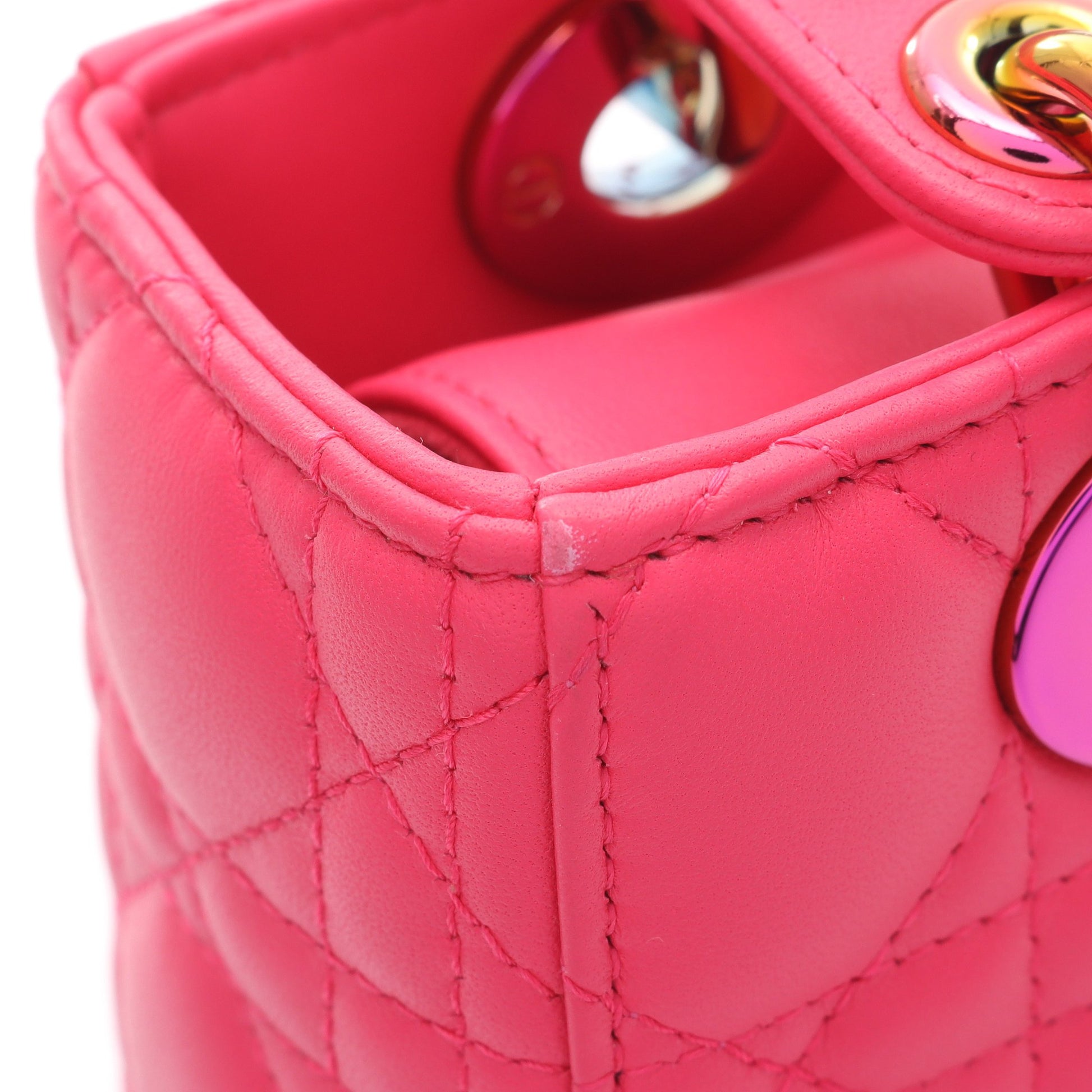 レディディオール スモール カナージュ ハンドバッグ レザー ピンクパープル 2WAY クリスチャンディオール バッグ Christian Dior