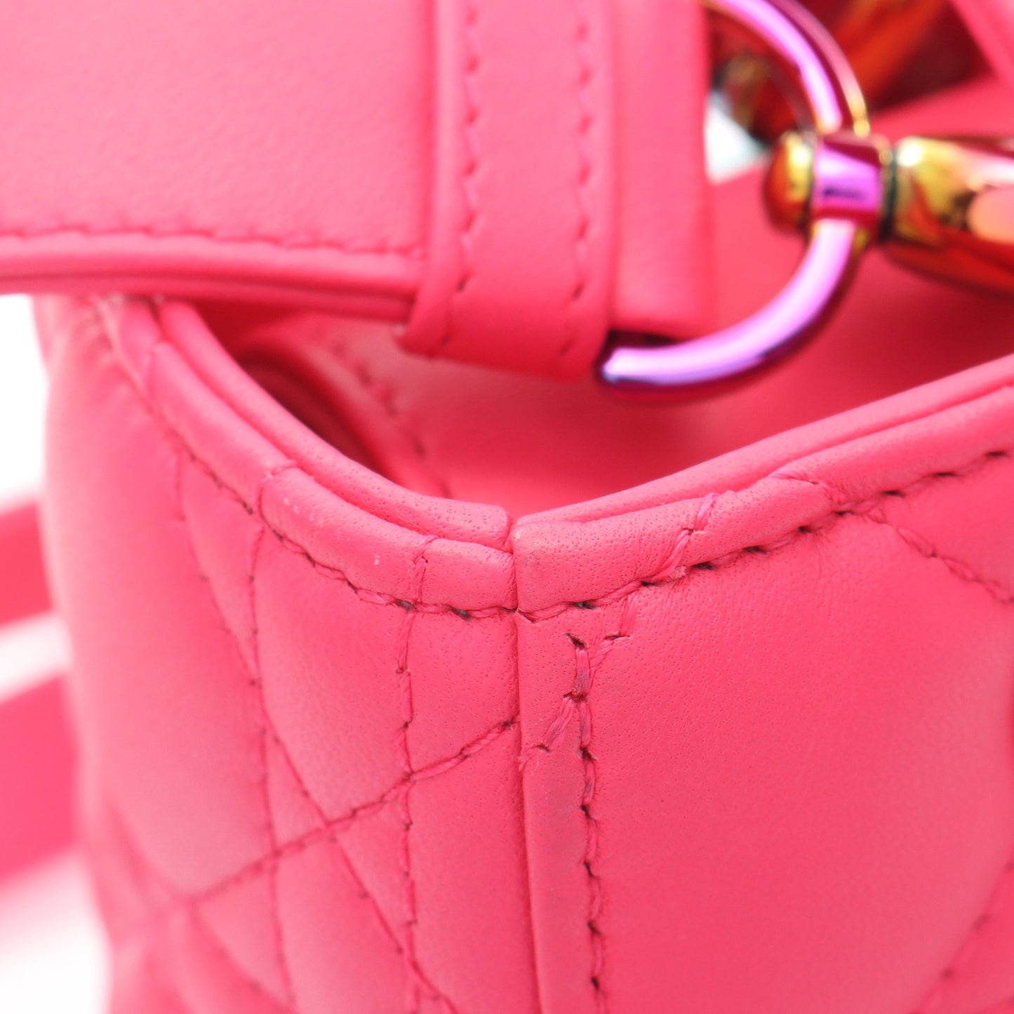 レディディオール スモール カナージュ ハンドバッグ レザー ピンクパープル 2WAY クリスチャンディオール バッグ Christian Dior