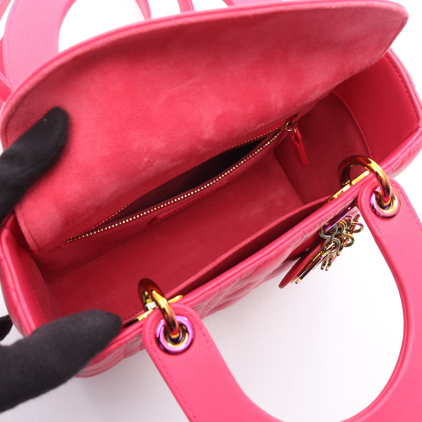 レディディオール スモール カナージュ ハンドバッグ レザー ピンクパープル 2WAY クリスチャンディオール バッグ Christian Dior