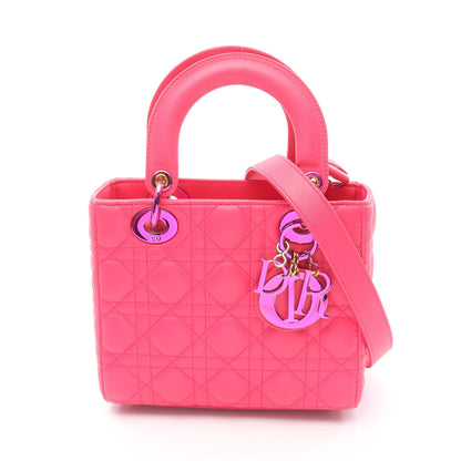レディディオール スモール カナージュ ハンドバッグ レザー ピンクパープル 2WAY クリスチャンディオール バッグ Christian Dior