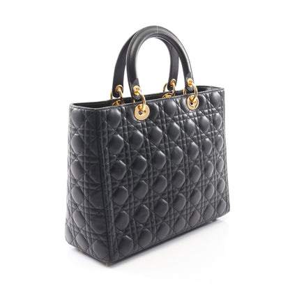 レディディオール ラージ カナージュ ハンドバッグ レザー ブラック 2WAY クリスチャンディオール バッグ Christian Dior