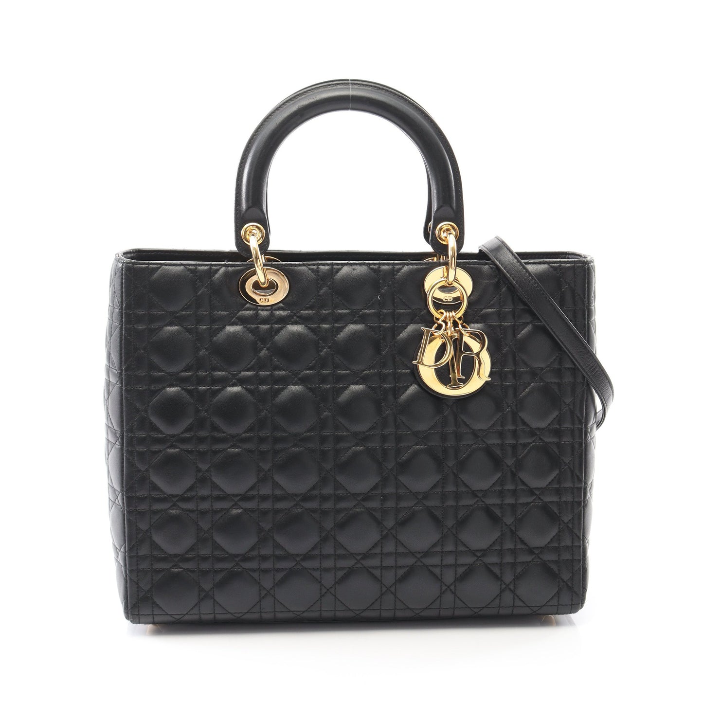 レディディオール ラージ カナージュ ハンドバッグ レザー ブラック 2WAY クリスチャンディオール バッグ Christian Dior